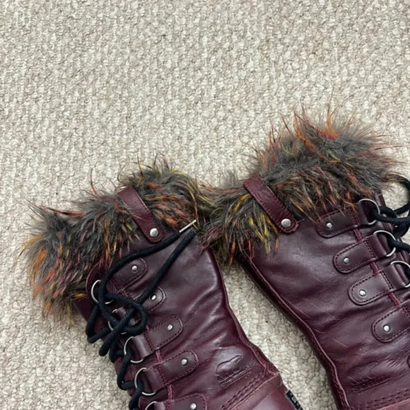 Sorel Joan of Arctic Faux Fur Waterproof Snow Boots in Red Wood - Picture 6 of 12
